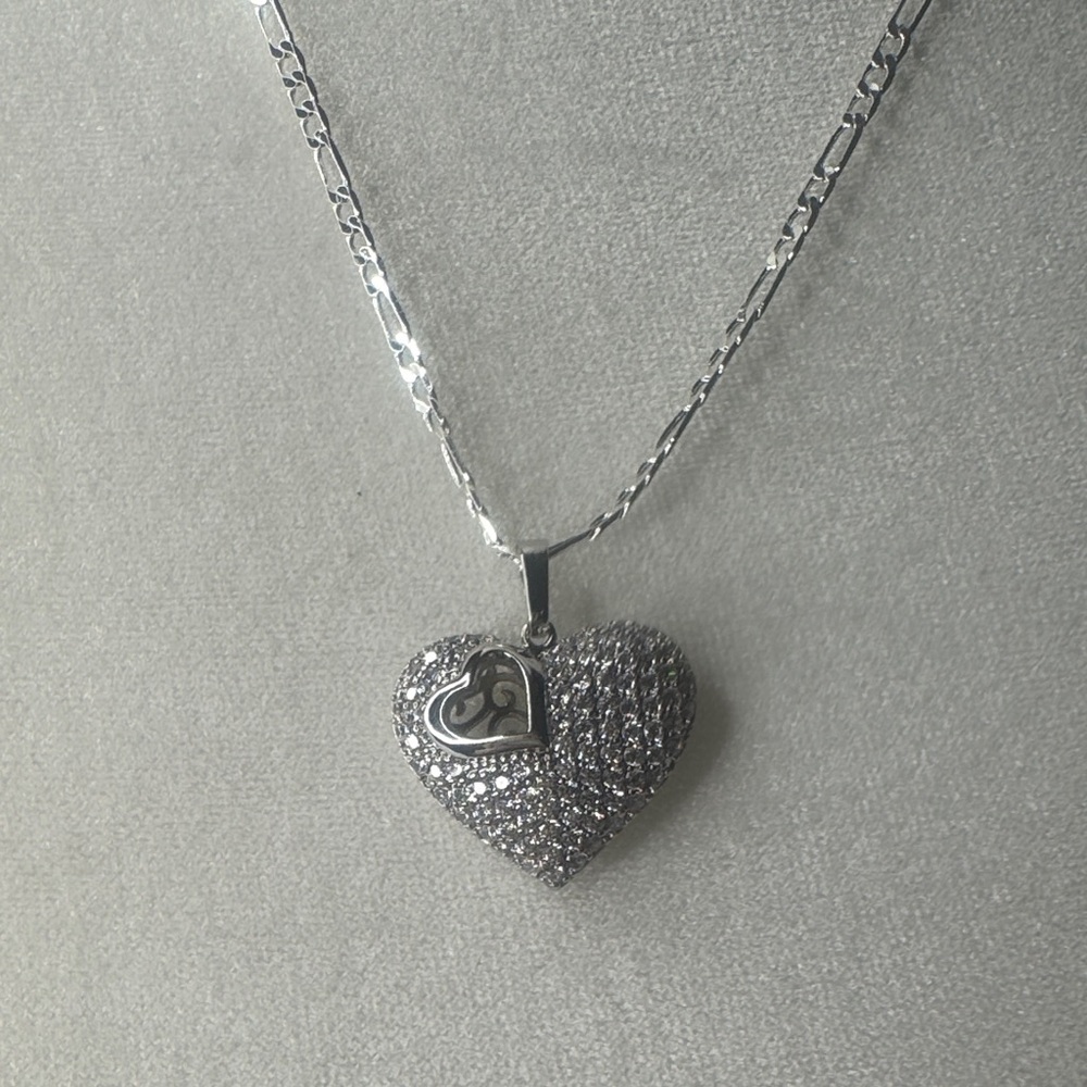 Silver Heart Pendant Necklace open Heart Pendant Beautiful